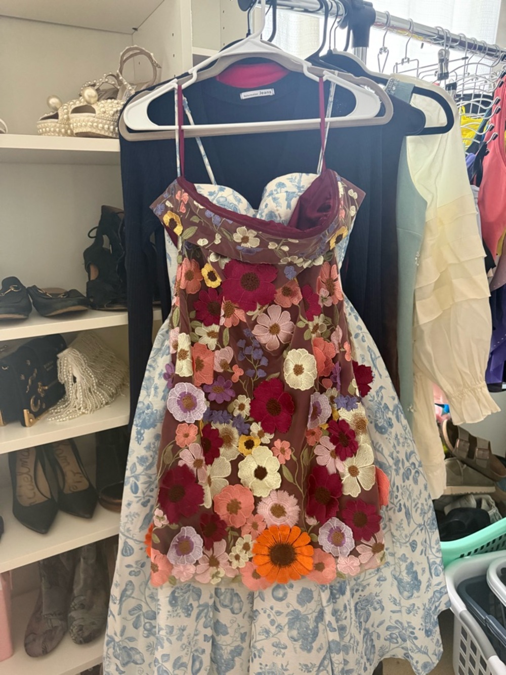 Showpo Strapless Floral Applique Dress